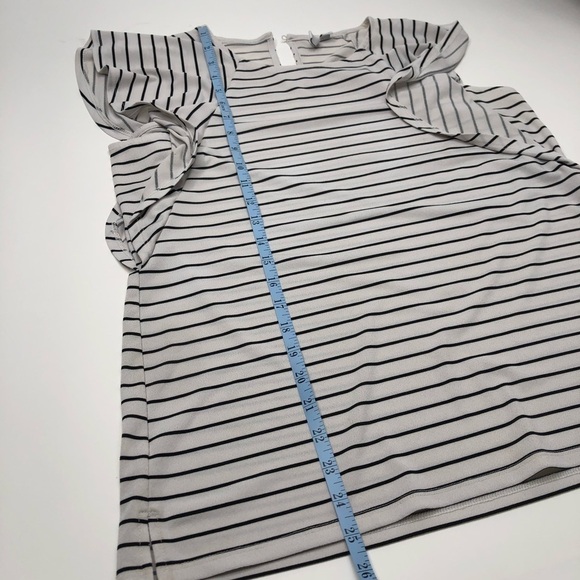 ELLE Black & White Striped Butterfly Sleeves Dressy Office Top Shirt SIZE M - Picture 8 of 8